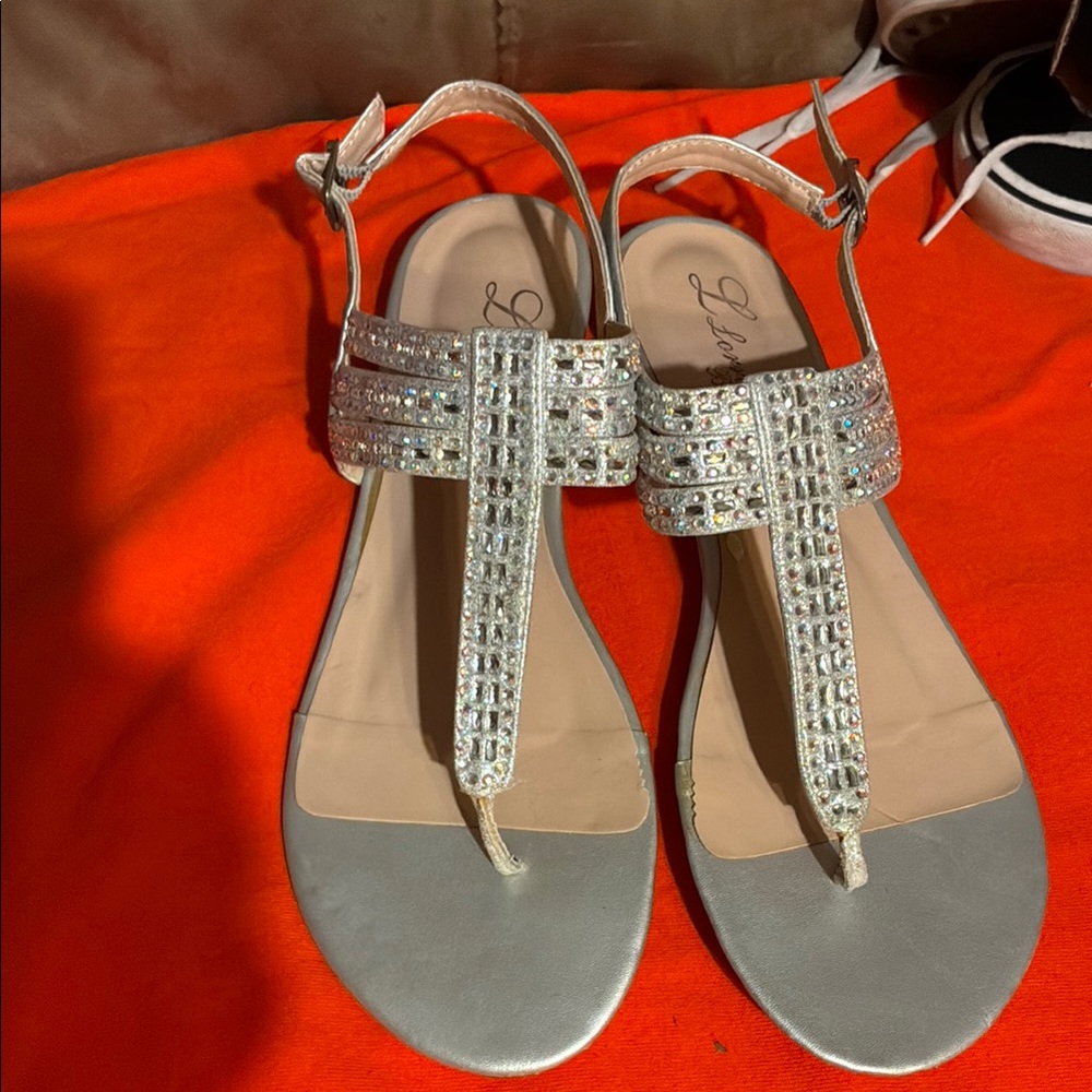 Lorenzo Metallic Sandals with Rhinestone Accents